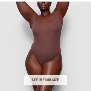 Skims cotton rib bodysuit- garnet